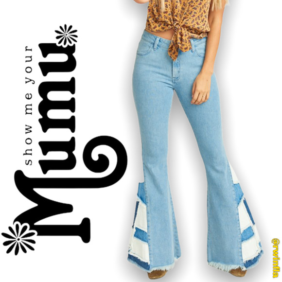 Show Me Your MuMu Denim - MUMU Blue Jeans Woodstock Flare Bell Bottoms SMYM